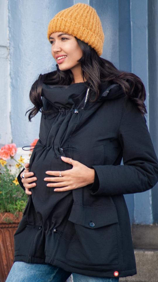 MAMALILA Abrigo de embarazo y porteo SoftShell Black