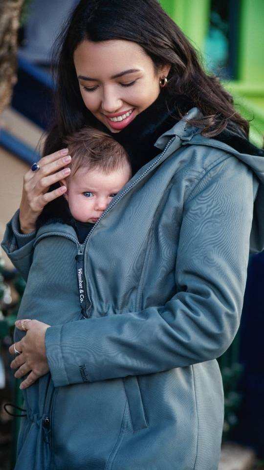 Chaqueta Porteo Premamá DNJKH – Acolchada Y Con Capucha, Adaptable Para Embarazo Y Bebé Hasta 1 Año (Gris, Tallas S-XXL)